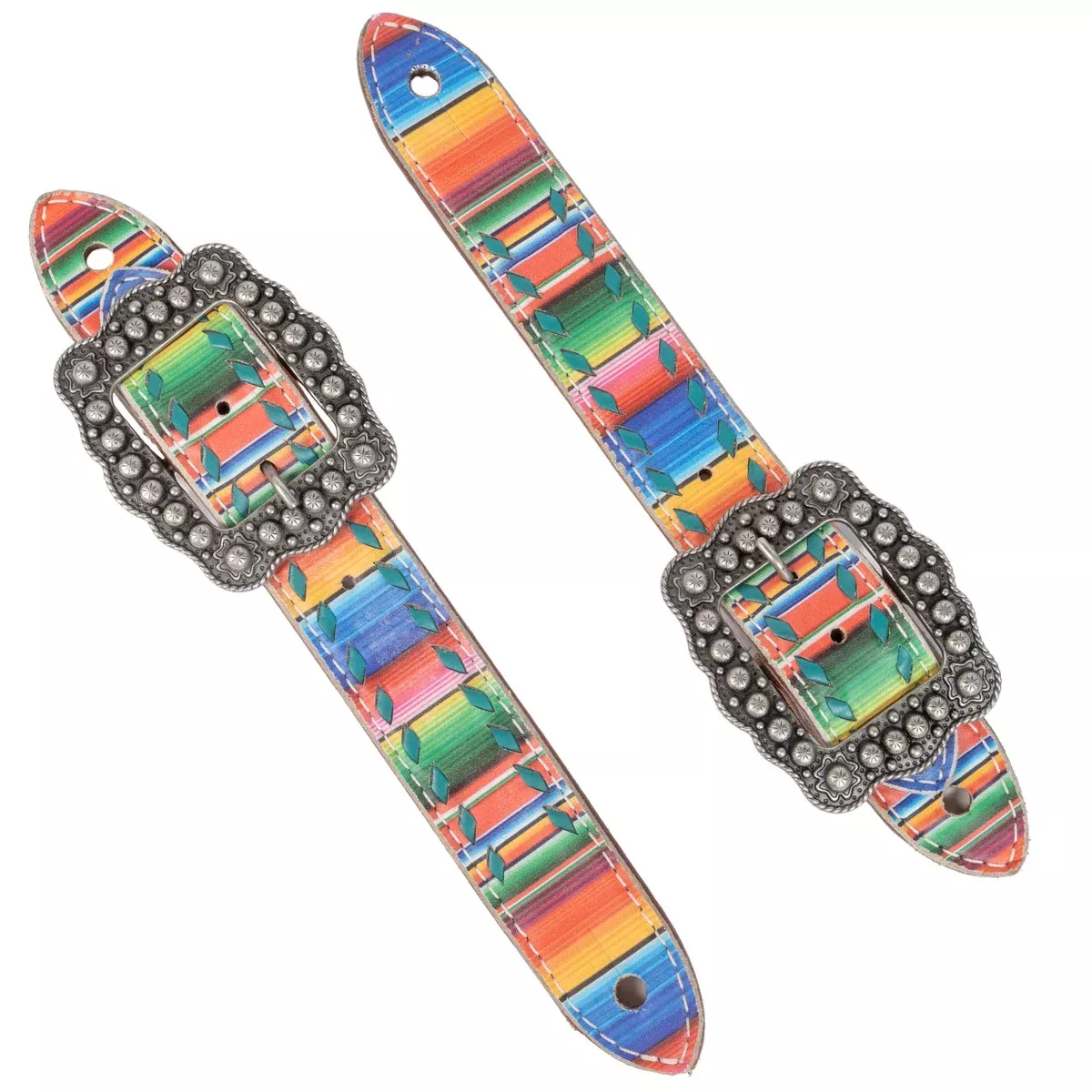 Teskey's Serape Buckstitch Spur Straps