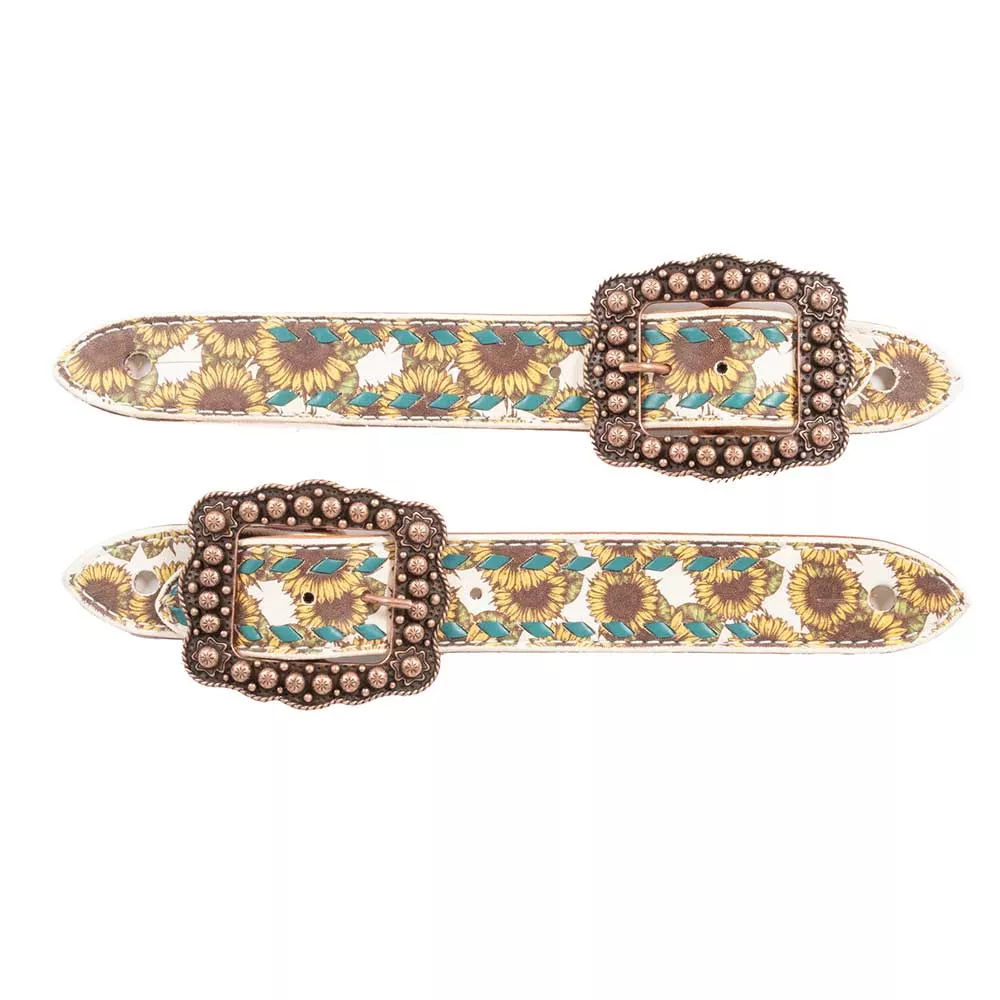 Teskey's Sunflower Belt Spur Straps w/Buckstitch