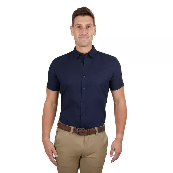 Thomas Cook Mens Shirt | Linen Tailored | Navy