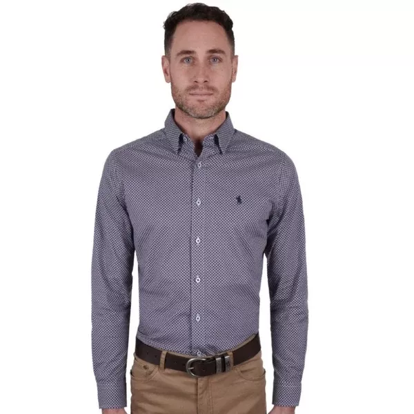 Thomas Cook Mens Shirts | Stephen | Tailored Fit | Navy / Tan