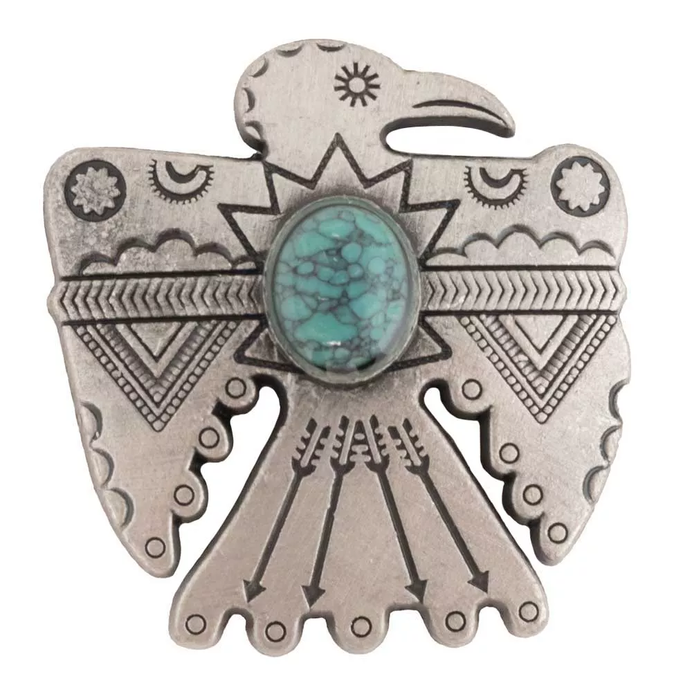 Thunderbird w/Green Turquoise Concho