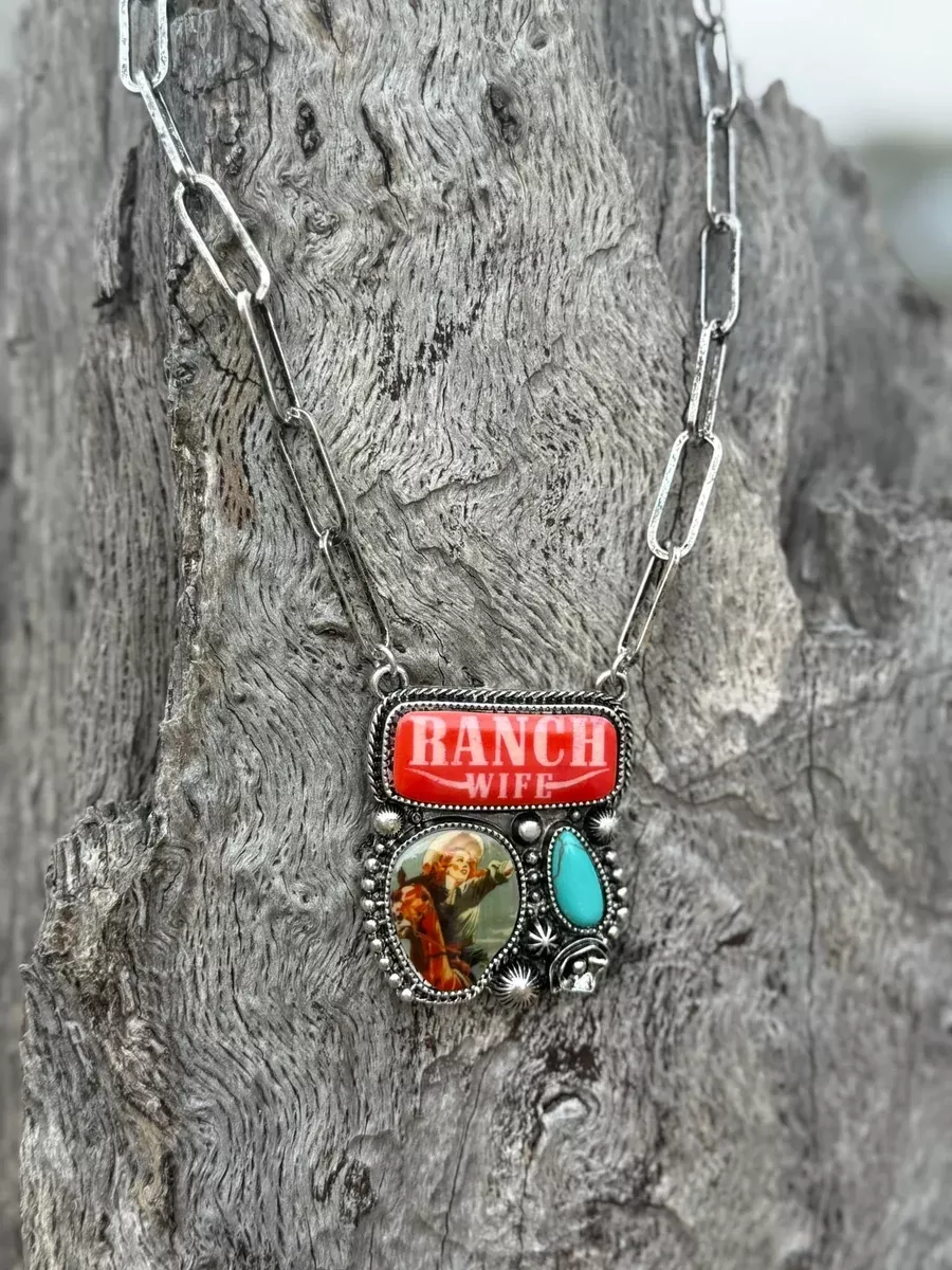 Tipi Ranch Wife Portrait Silvertone Necklace