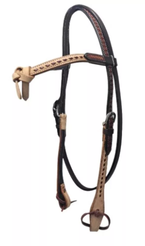 Toprail Equine Headstall | Futurity | Latigo Leather | Brown