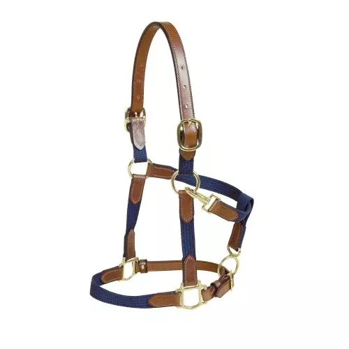 Tory cotton web leather-trimmed halter