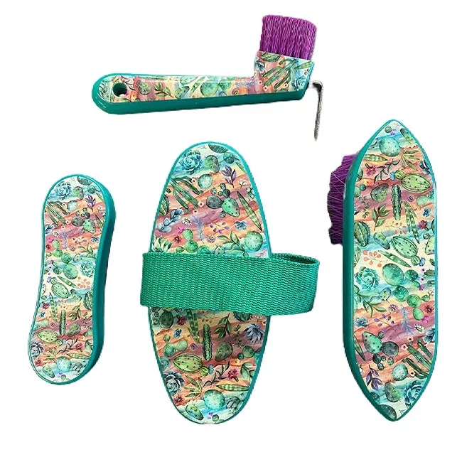 TOUGH1 - 4 PIECE PRINTED BRUSH GROOMING SET