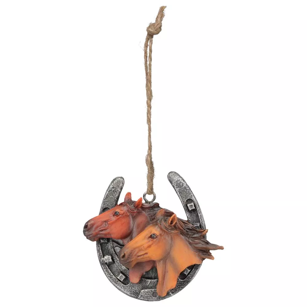 Tough1 Horseshoe with Horses Ornament