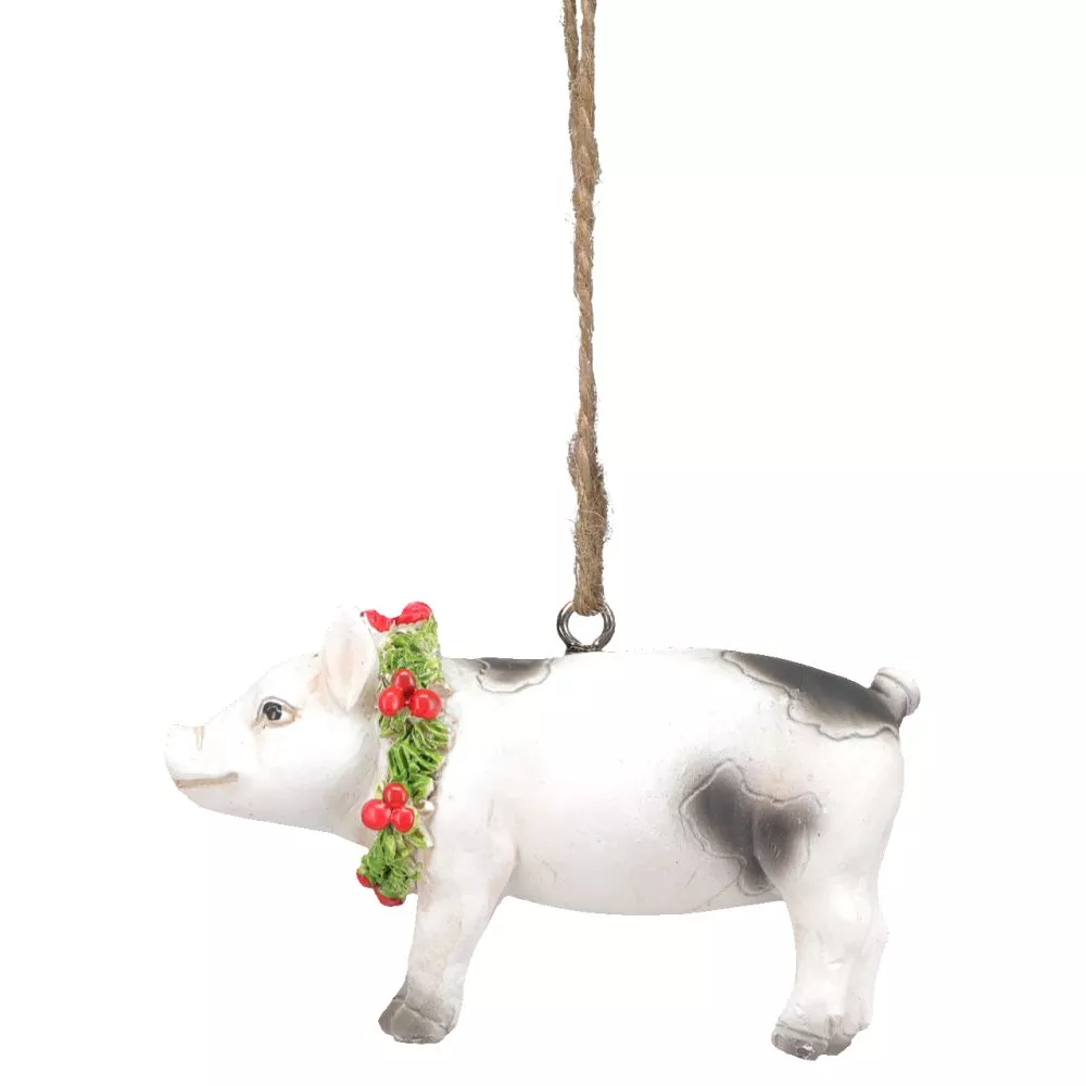 Tough1 Pig with Wreath Ornament