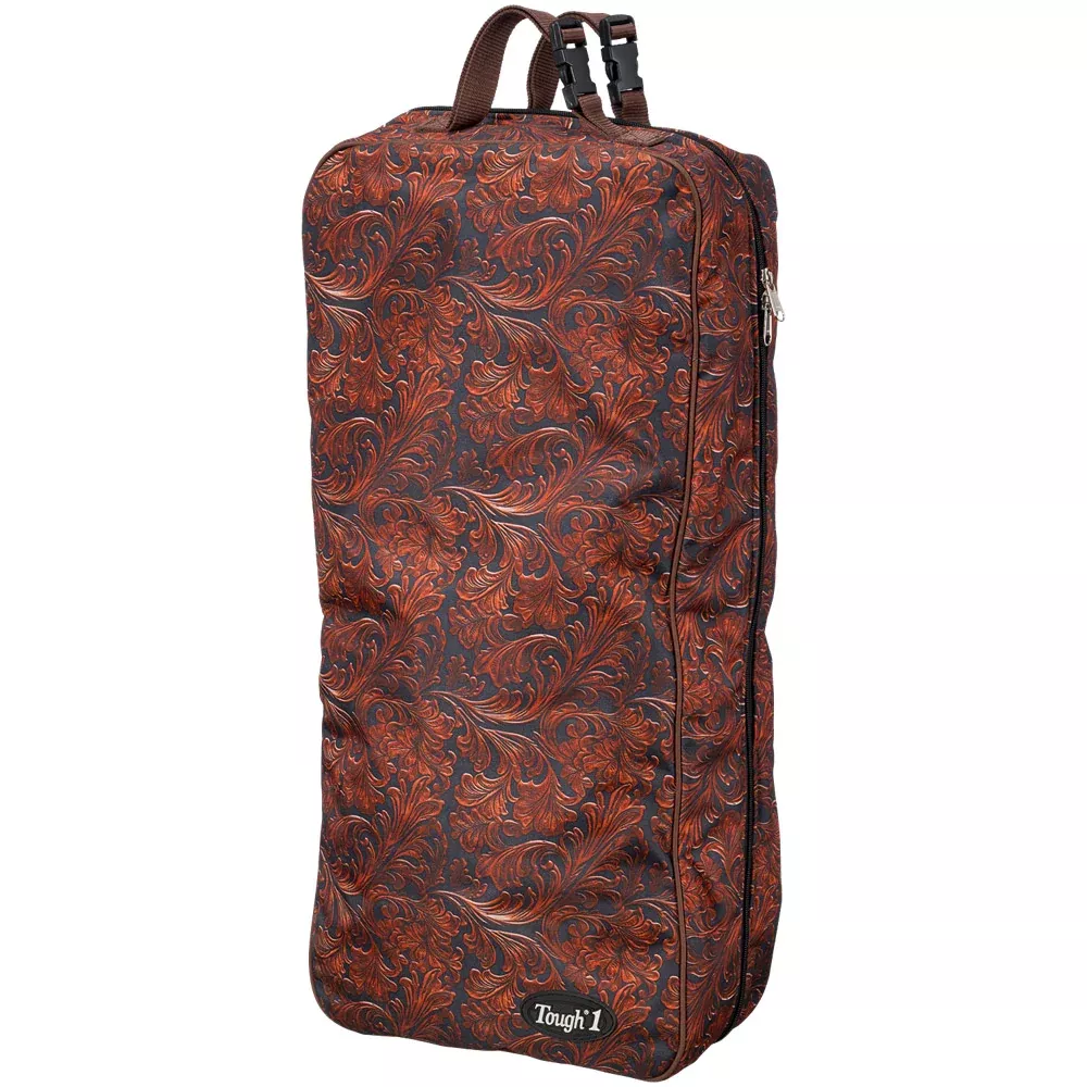 Tough1 Tooled Leather Print Double-Sided Halter/Bridle Bag