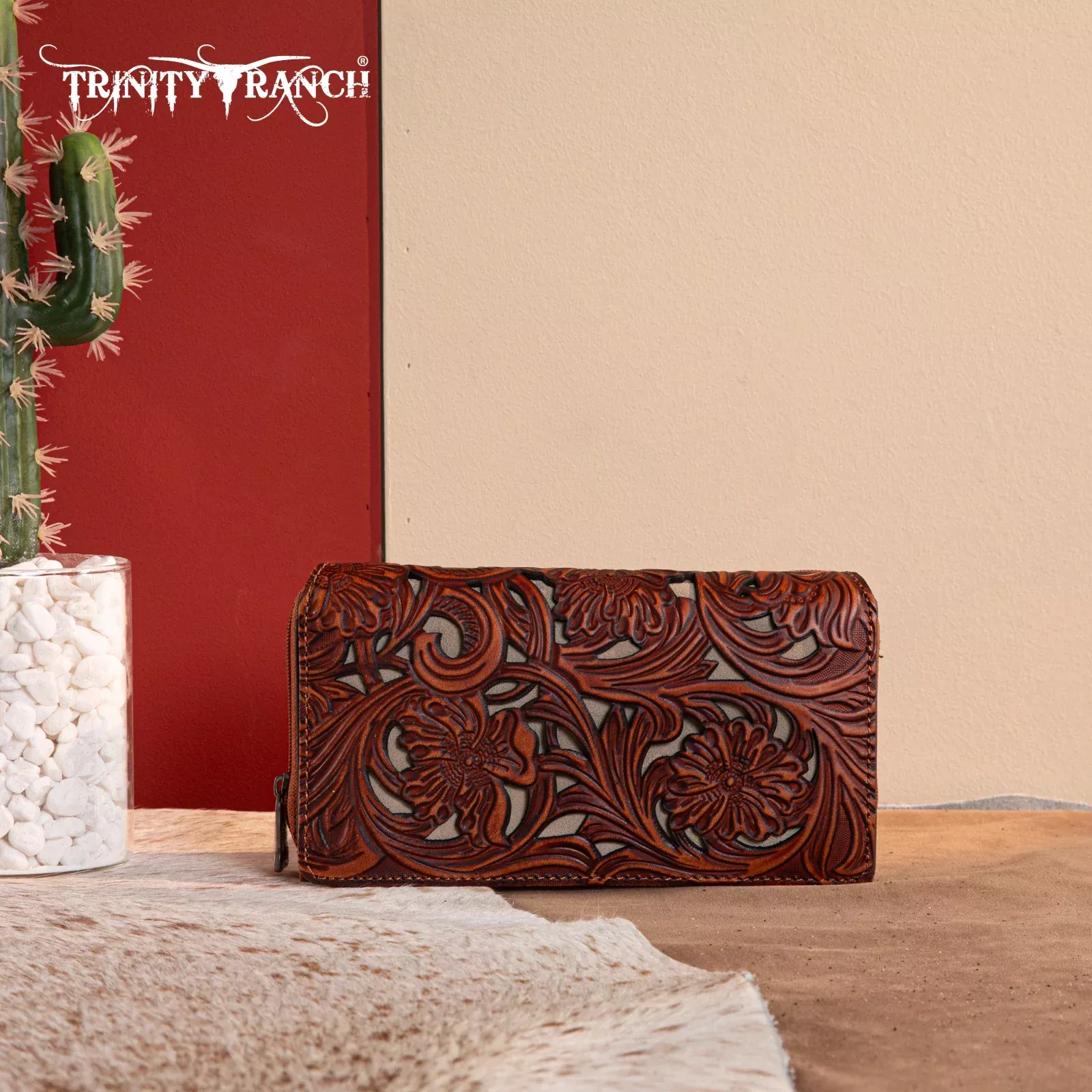 Trinity Ranch Floral Tooled Wallet