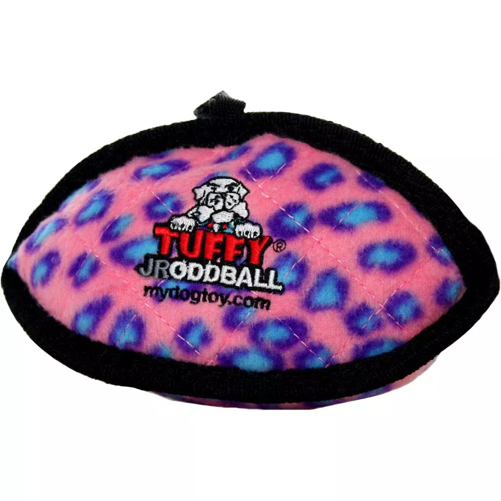 Tuffy Jr. Odd Ball Durable Soft Dog Toy, Pink Leopard