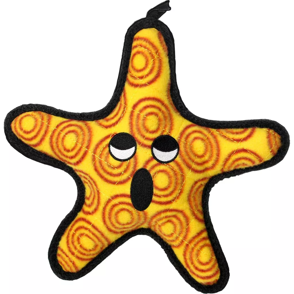 Tuffy Ocean Starfish Durable Squeaky Soft Dog Toy, Orange