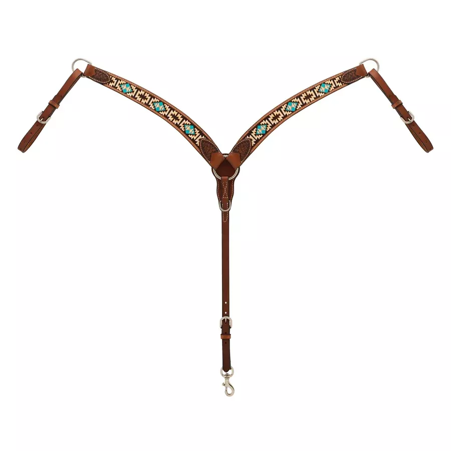 Turquoise Cross Aztec Contoured Breast Collar