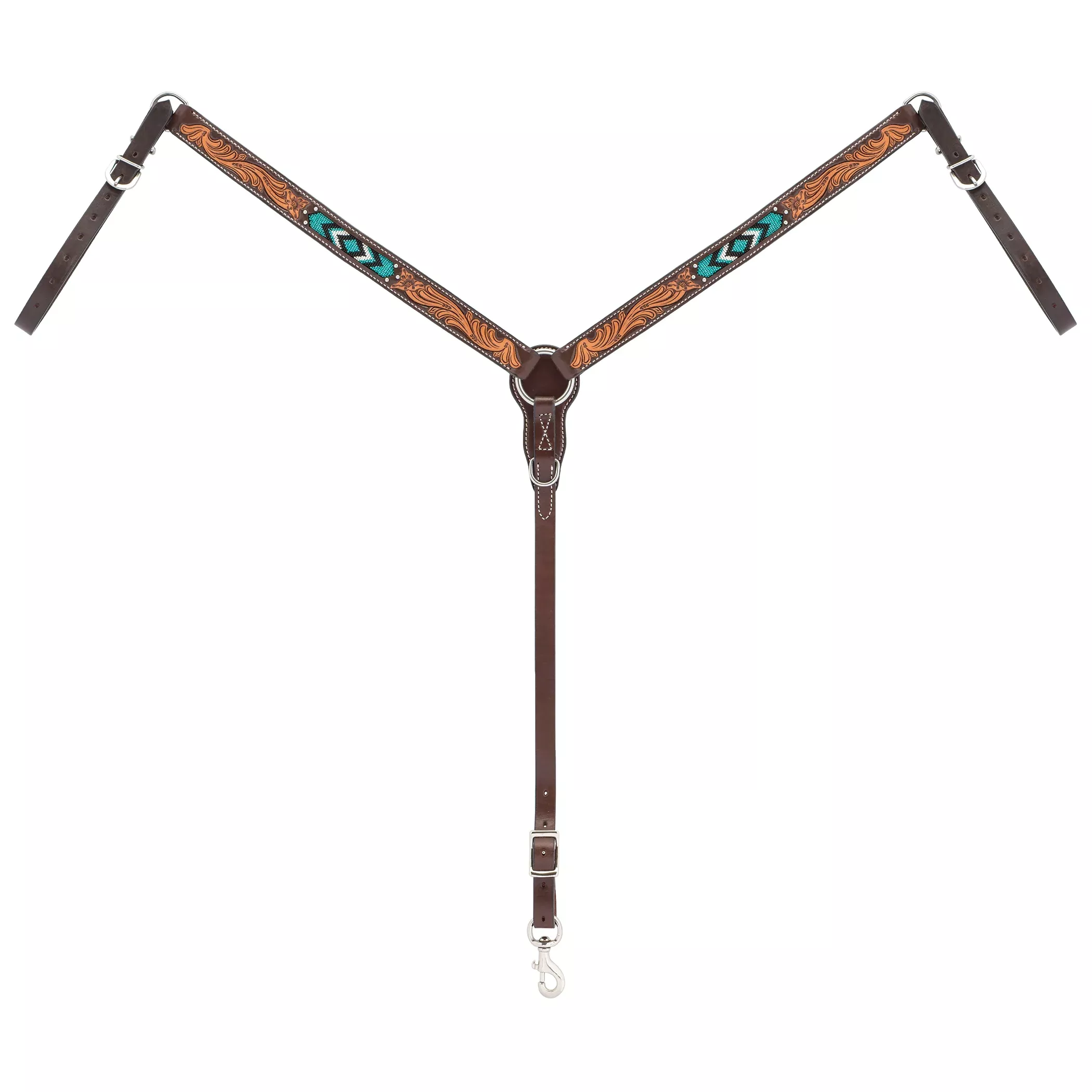 Turquoise Cross Turquoise Beaded 1-1/4" Straight Breast Collar