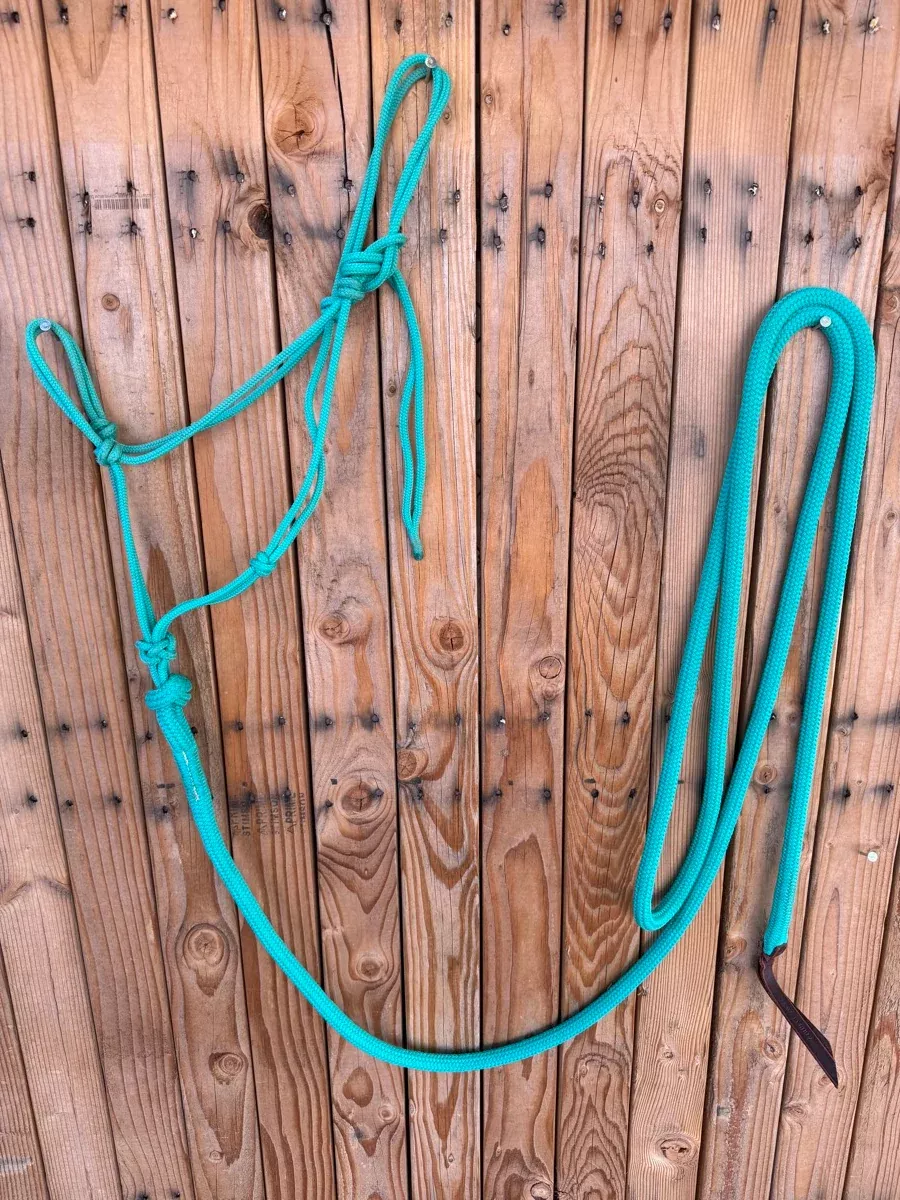 Turquoise Rope Halter with 12 ft Lead Rope HL1158