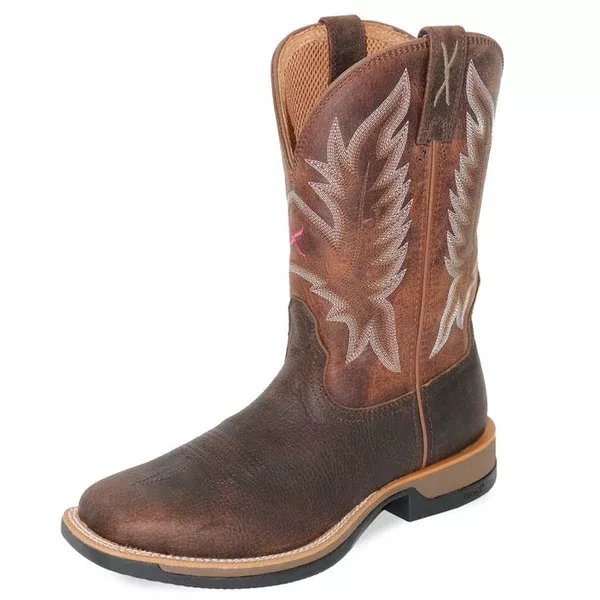 Twisted X Mens Western Boots | 11 Pink Tech X 1 | Tobacco Brown / Adobe