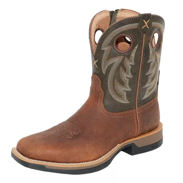 Twisted X Mens Western Boots | 9 Tech x 1 Zip | Tawny Brown / Burnt