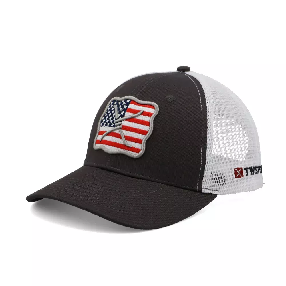 Twisted X Patriotic Buckle Charcoal/White Flag Cap