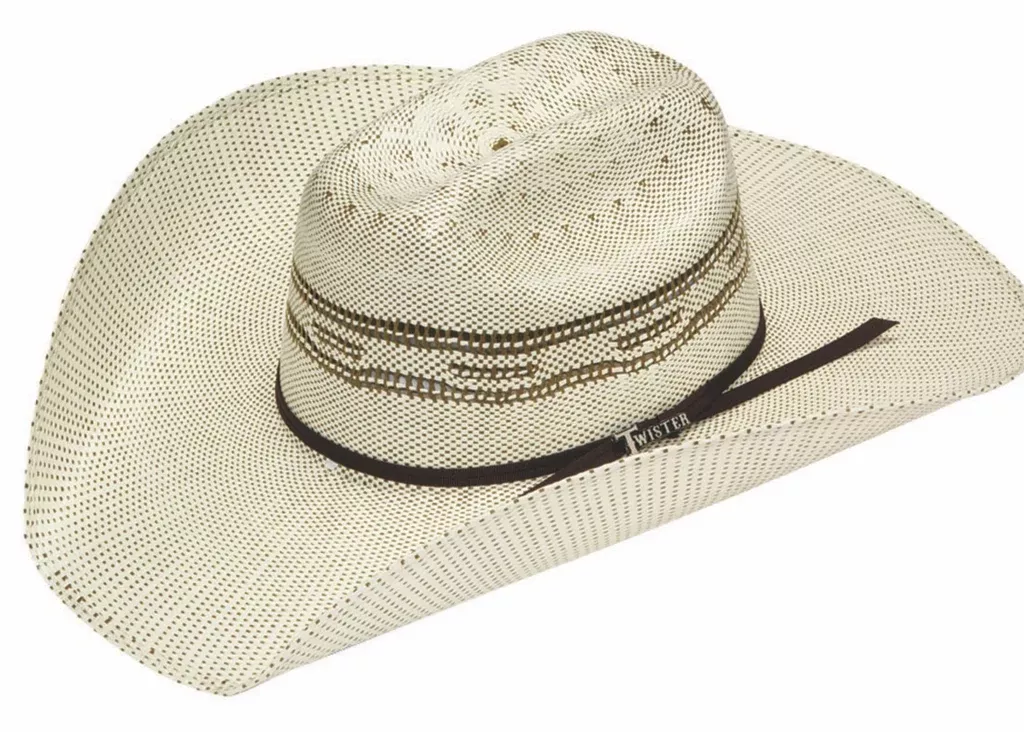 Twister Bangora Ivory /Brown Straw Western Hat