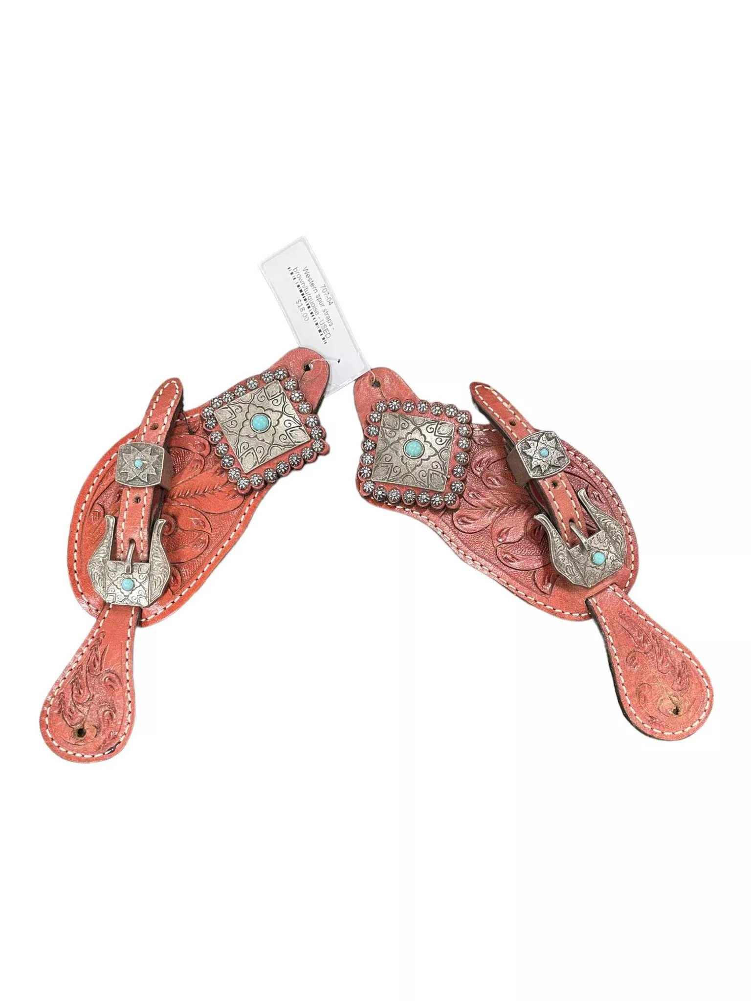 Unbranded Western Spur Straps - Brown/Turquoise - USED