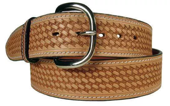 USA Leather Basket Tooled Western Belt with Buckle