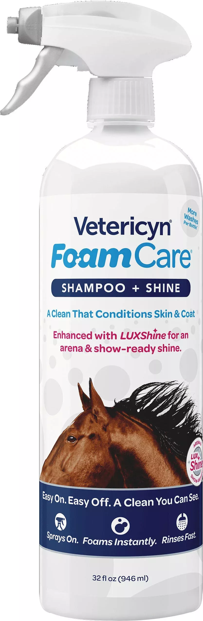 Vetericyn FoamCare Equine Shampoo + Shine, 32 oz
