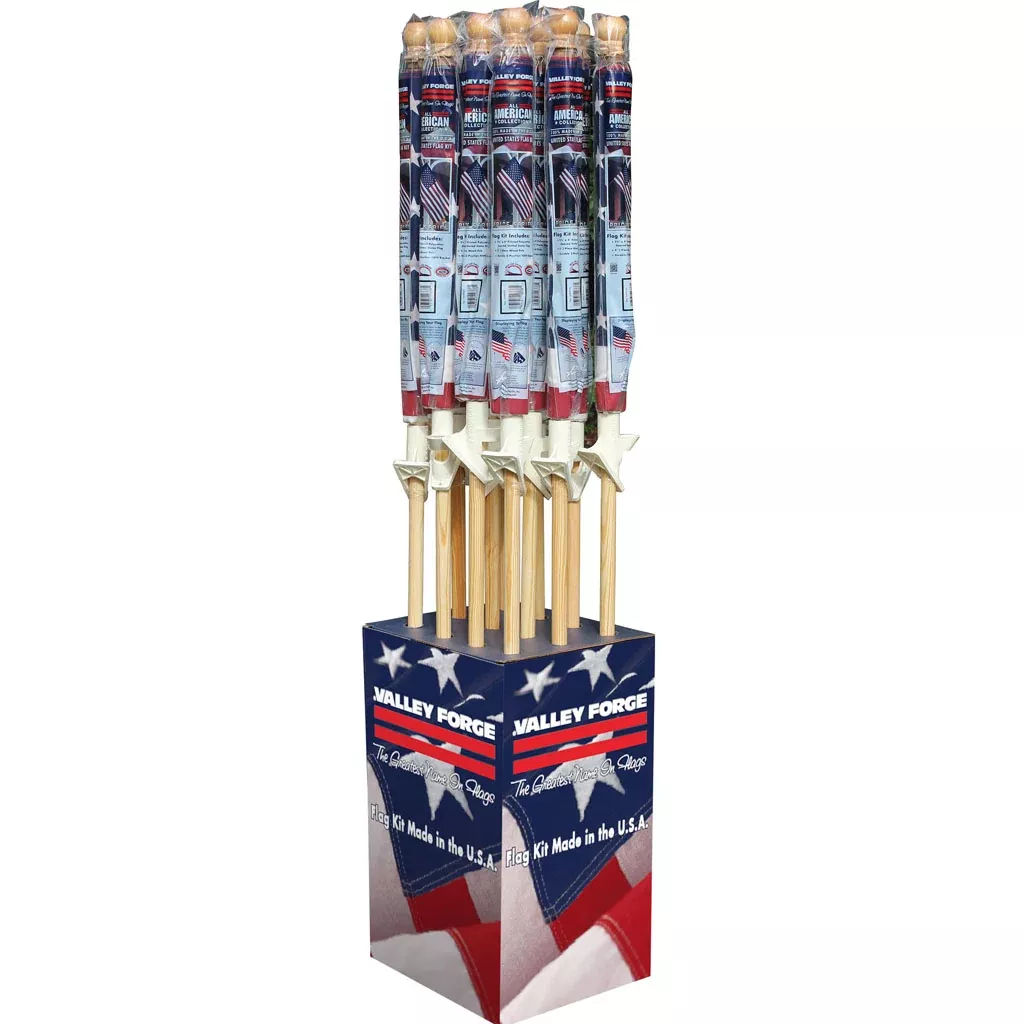 VFF 5' WOOD POLE US FLAG KIT DISPLAY
