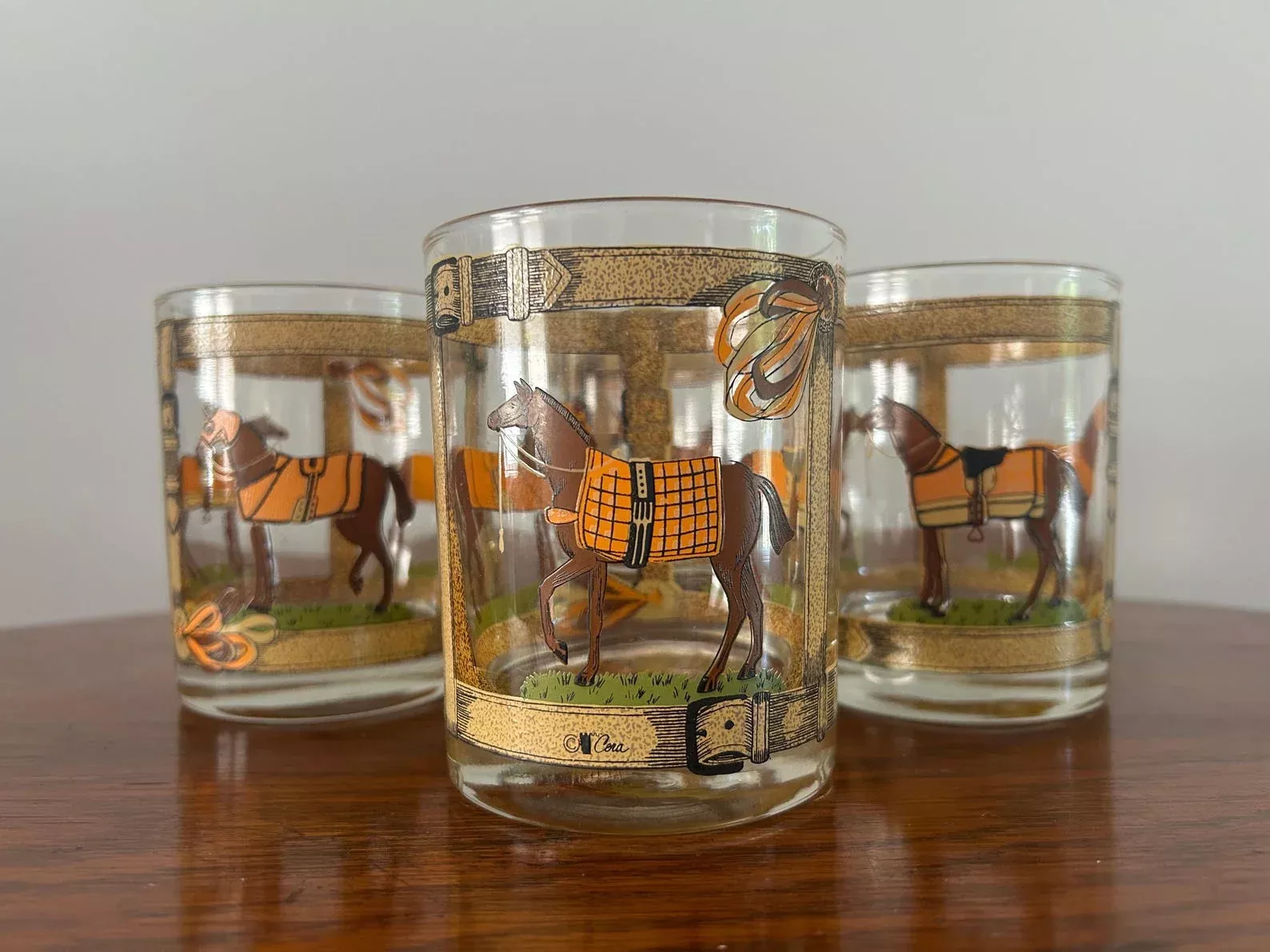 Vintage Cora Rocks Glasses, Set of 4