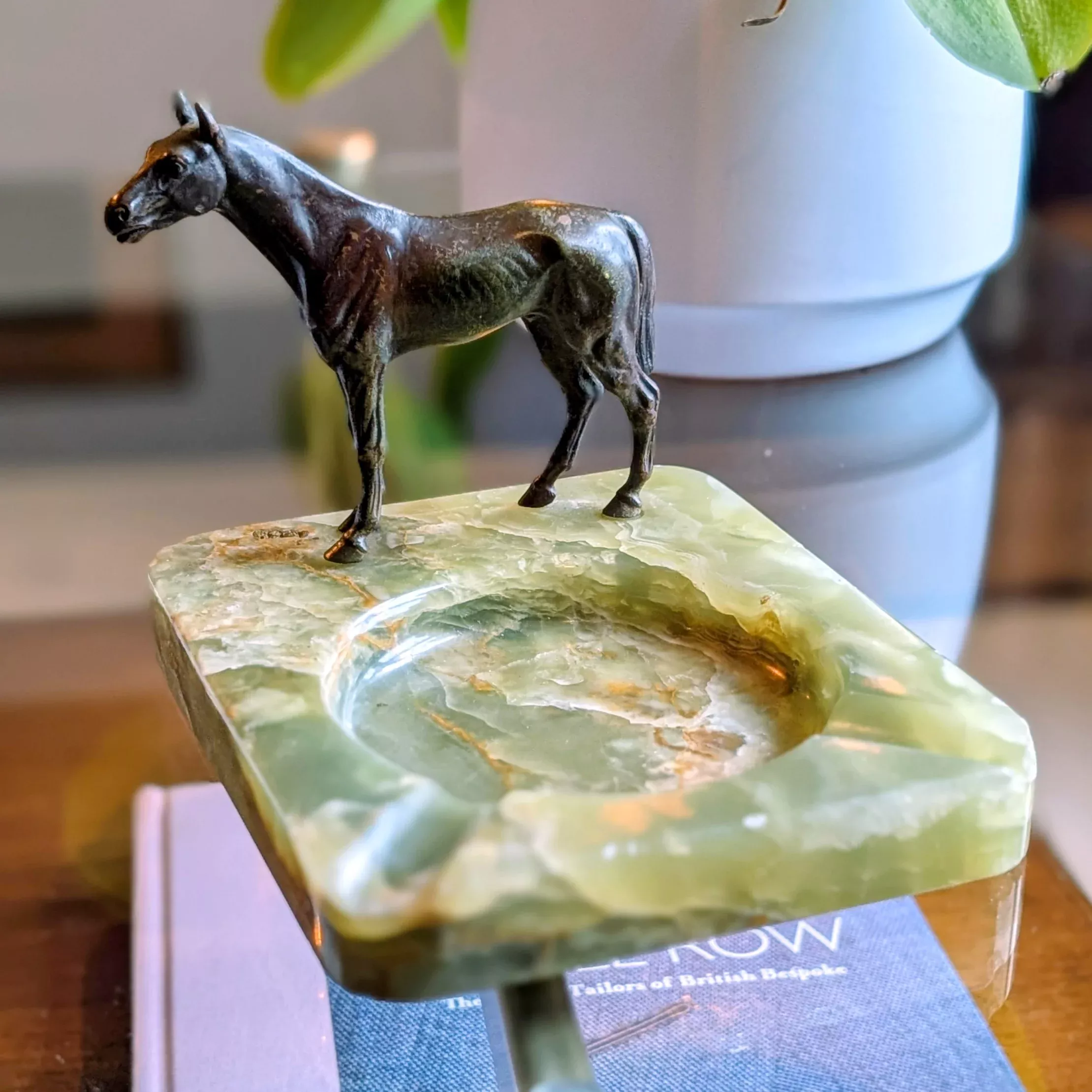 Vintage Marble & Bronze Horse Ashtray