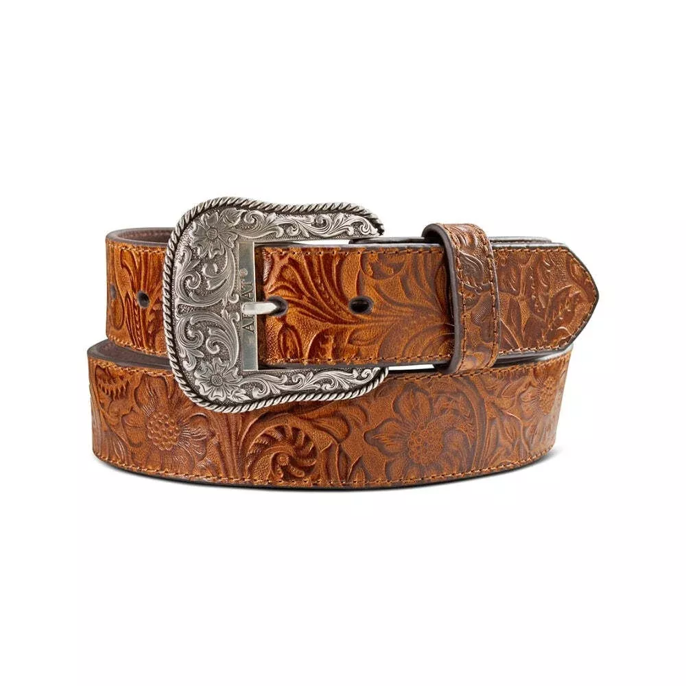 W Ariat Tan Embossed Belt