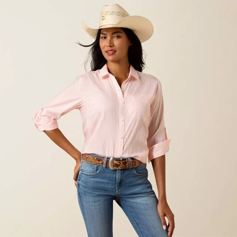 W Ariat VentTek LS Shirt- Peach Stripe