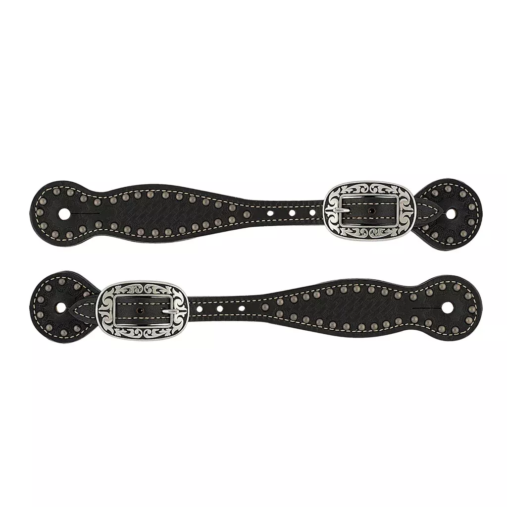 Weaver Basketweave Bridle Black Thin Leather Spur Straps