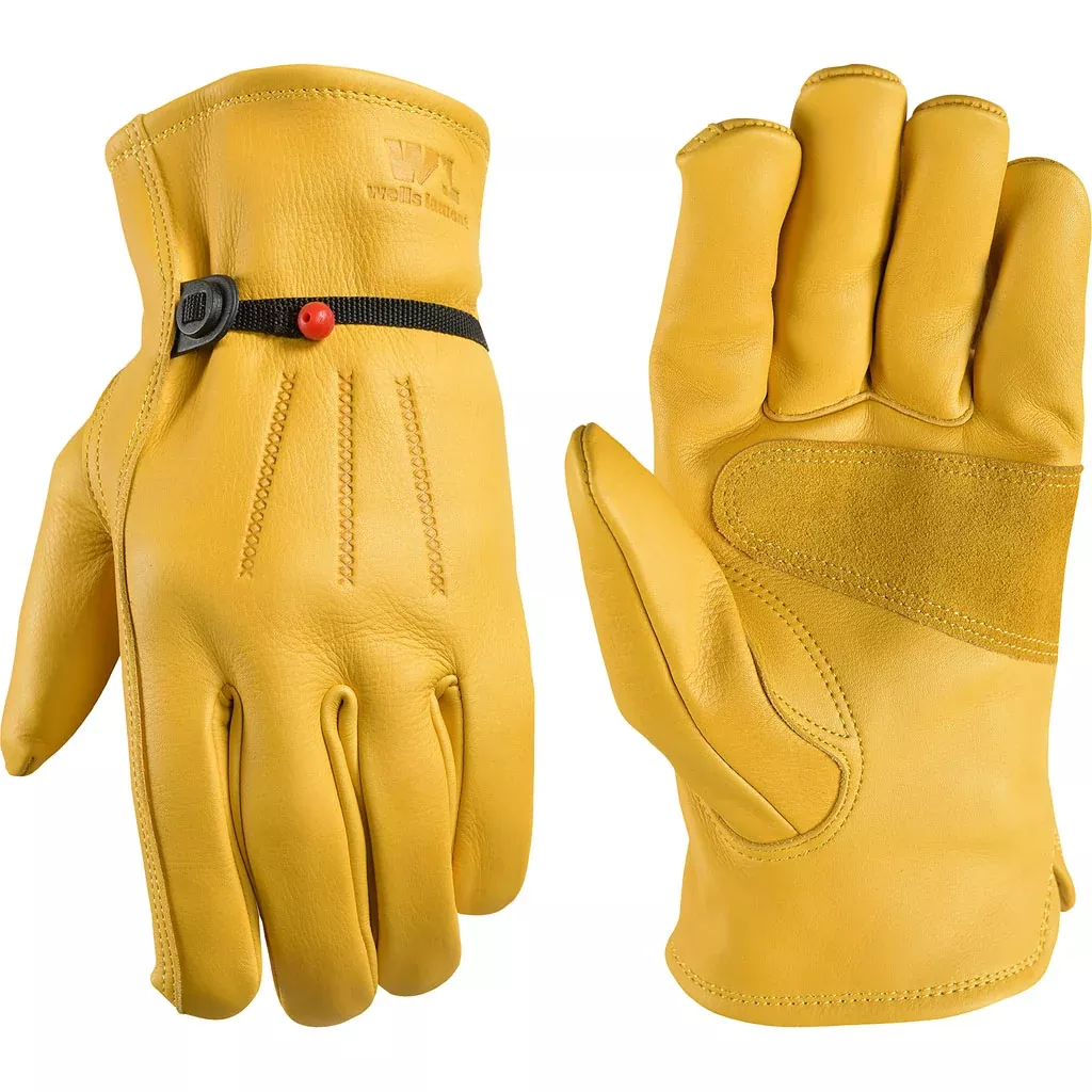 Wells Lamont Mens Cowhide Adjustable Work Glove MD