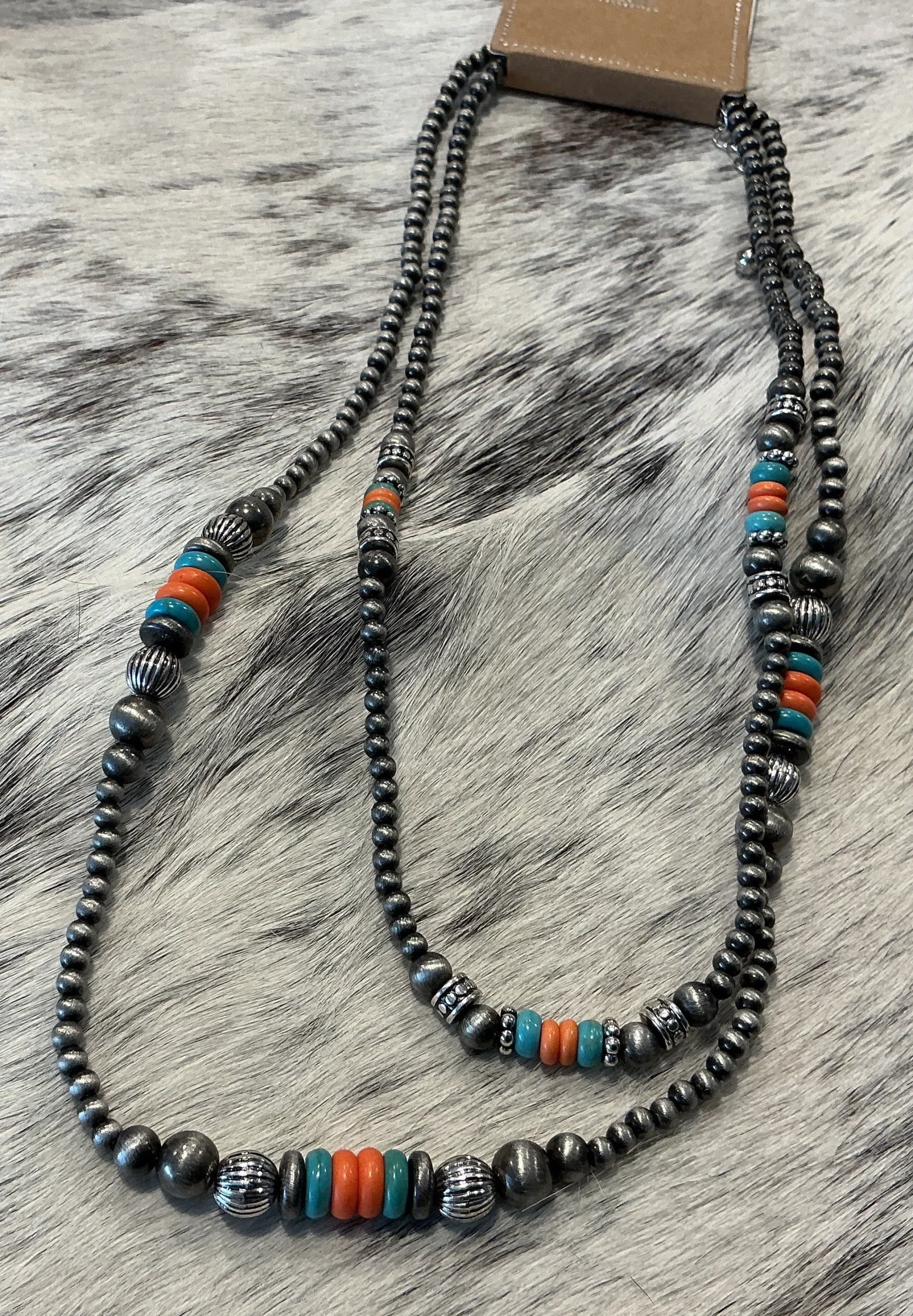 Western 2 layered Navajo w/Multi Bead-22+3
