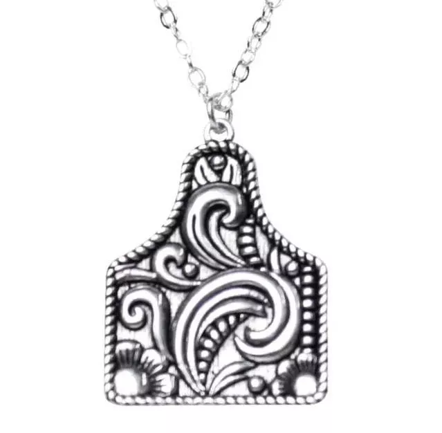 Western .925 Sterling Silver Cattle Tag Necklace