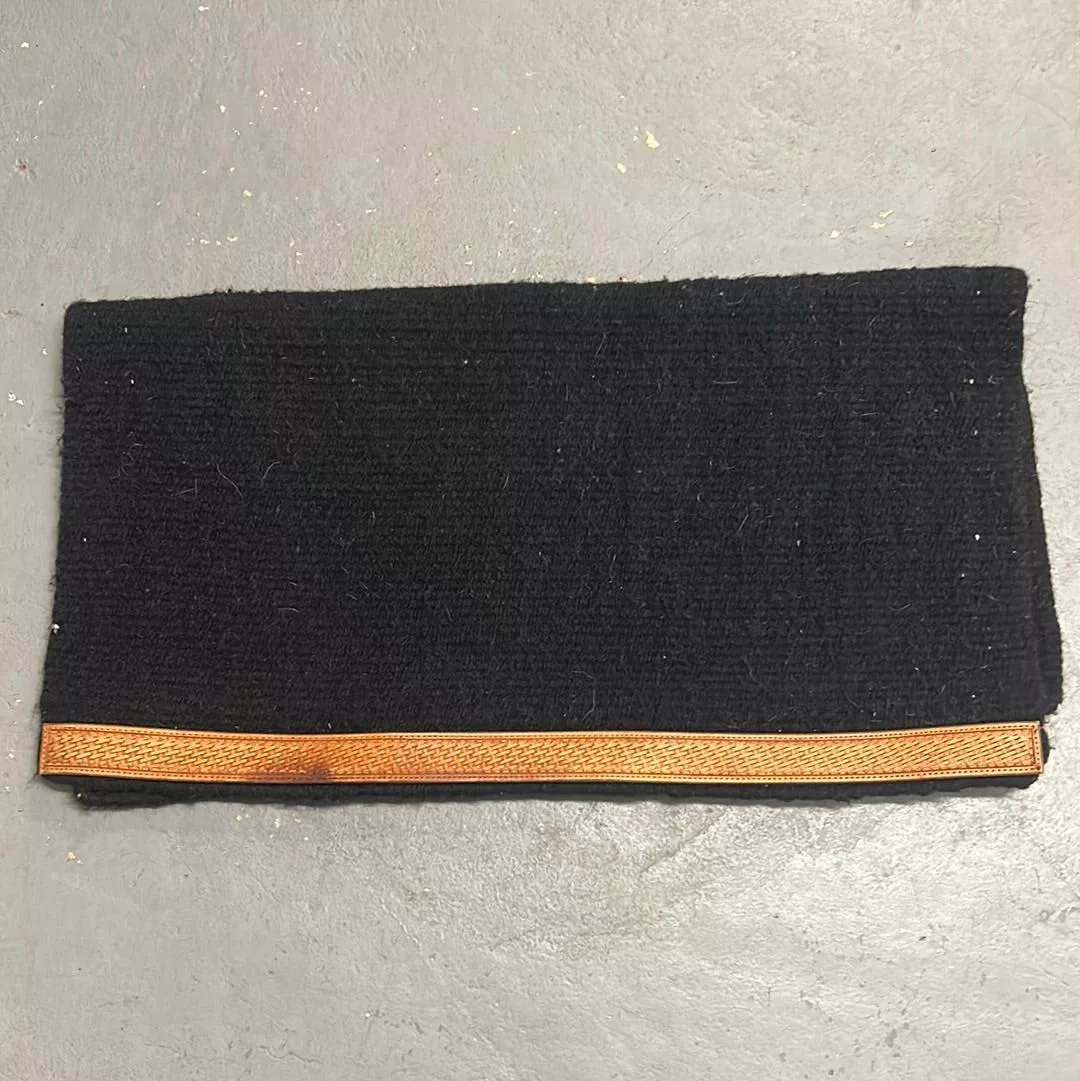 Western Black Saddle Blanket with Leather Wears