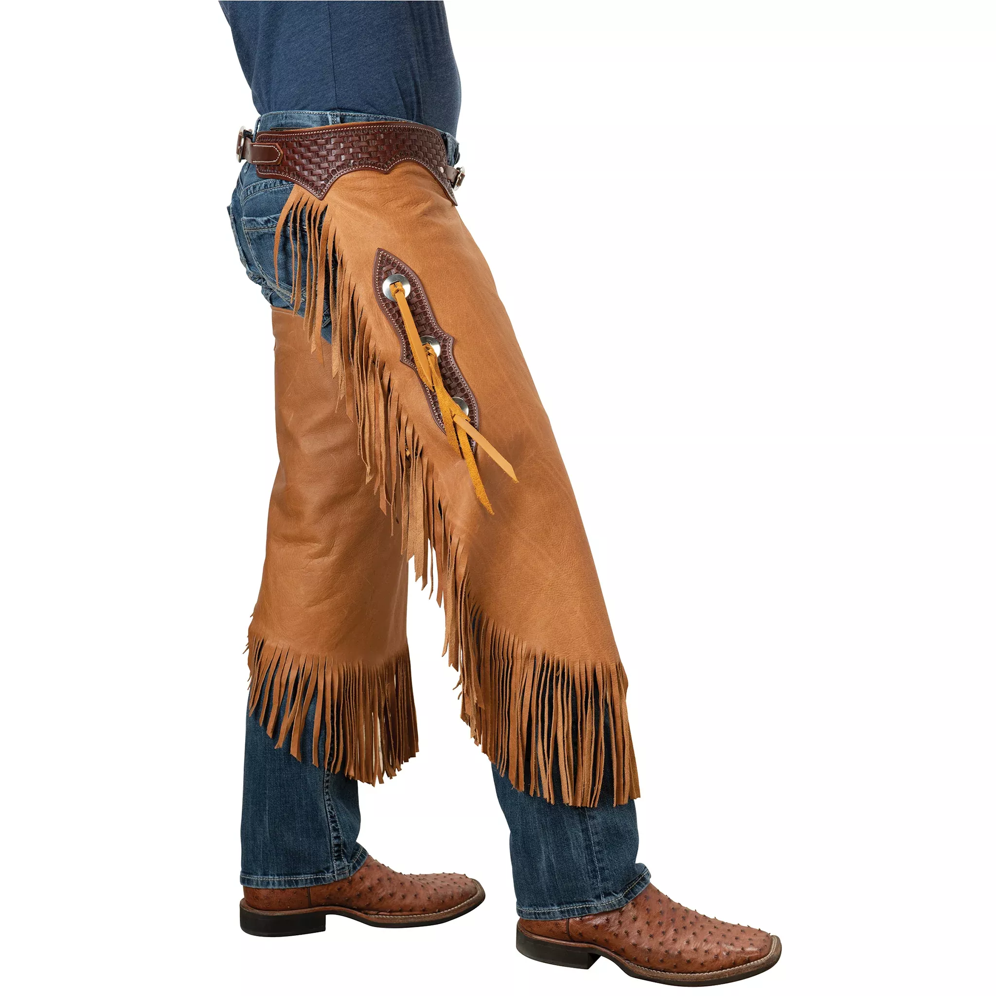 Western Leather Basketweave Chinks