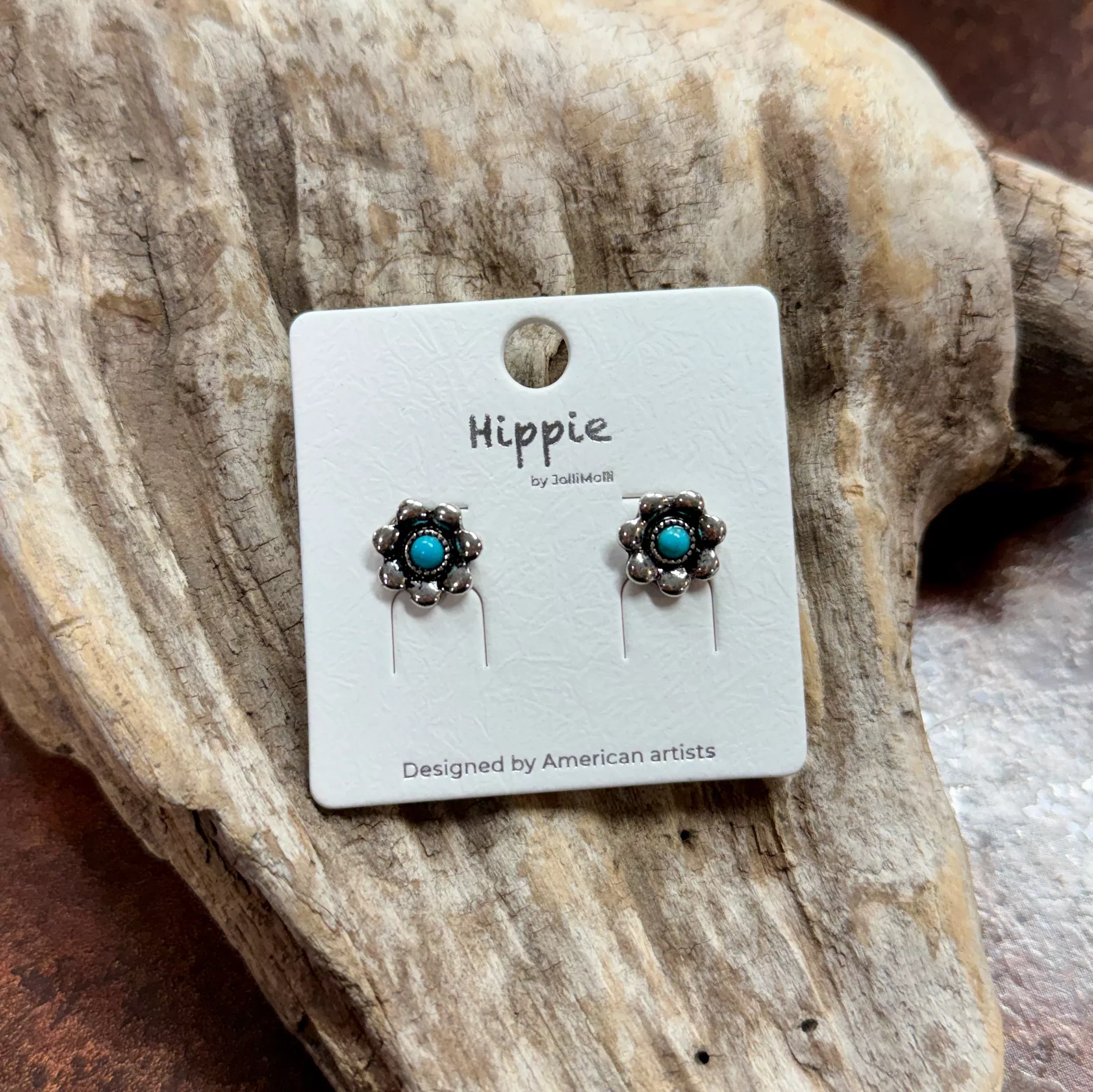 Western Turquoise Flower Design Earrings