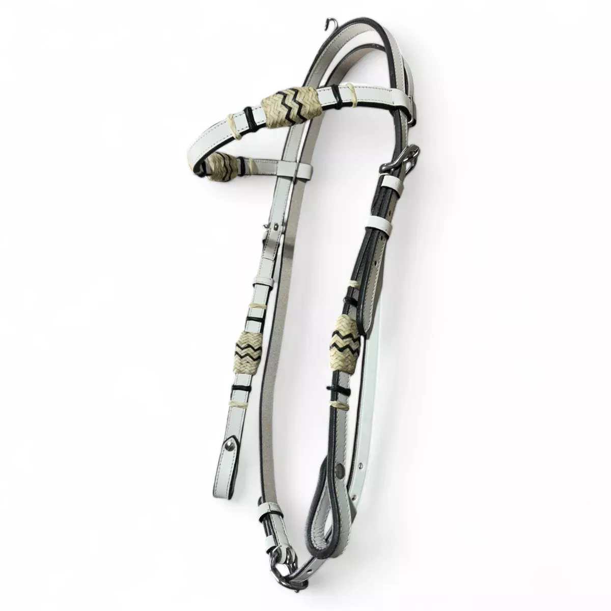 White Headstall With Rawhide