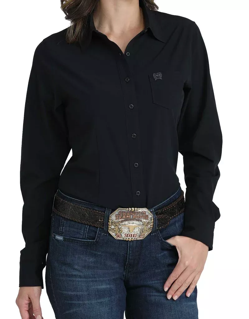 Womens LS Cinch Arenaflex Black MSW9164253