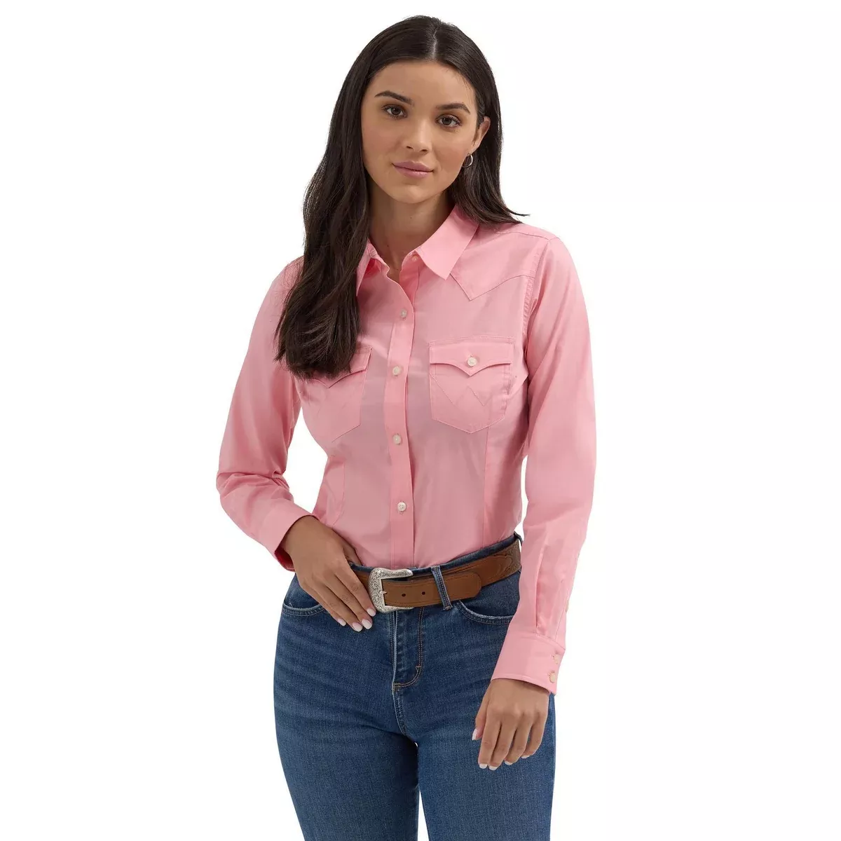 Wrangler Ladies Retro Long Sleeve Solid Shirt - Peony112358016