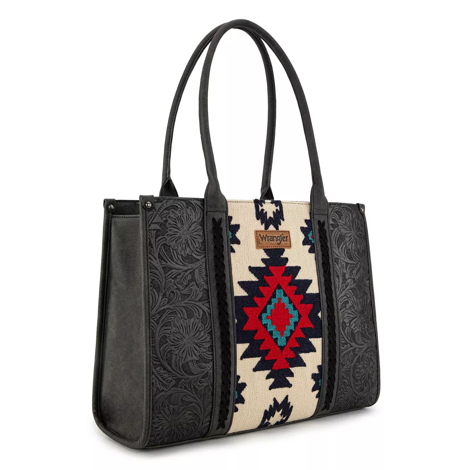 Wrangler Large Black Tooled/Aztec Purse