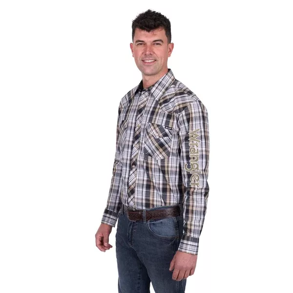 Wrangler Mens Logo Shirt | Joel | Black / Tan