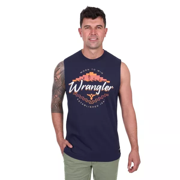 Wrangler Mens Muscle Tank | Mario | Navy