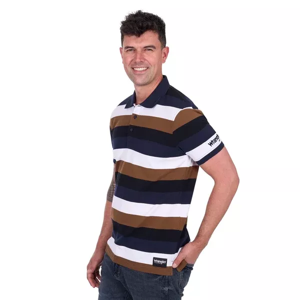 Wrangler Mens Polo | Walter | Navy / Tan