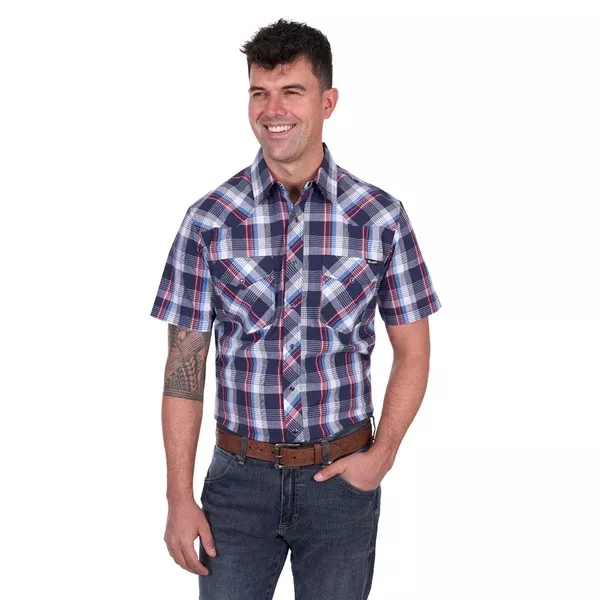 Wrangler Mens Shirt | Phillip | Navy / Red
