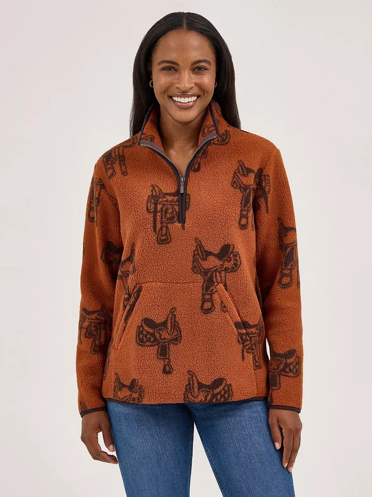 Wrangler Women’s Retro Quarter-Zip Sherpa Pullover