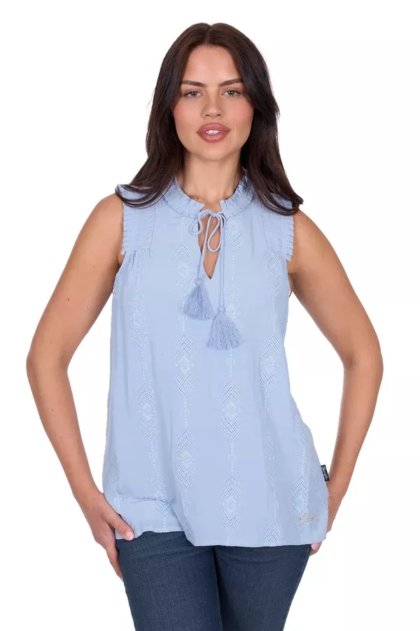 Wrangler Womens Blouse | Simone | Sleeveless Light Blue
