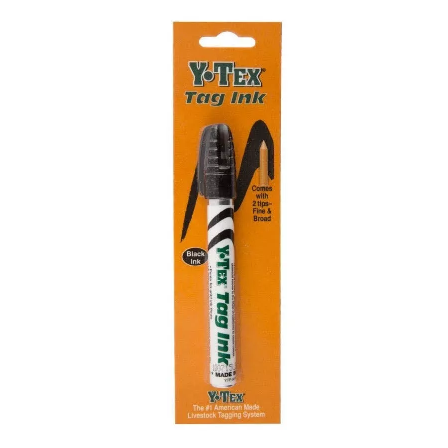 Y-Tex Tag marker, Black, Broad & Fine Tip