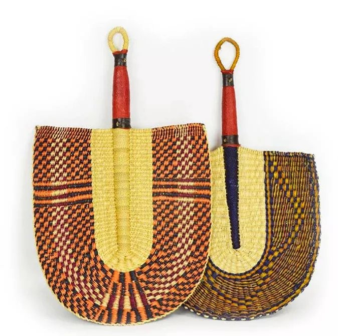 Yellow and Blue Bolga Fan