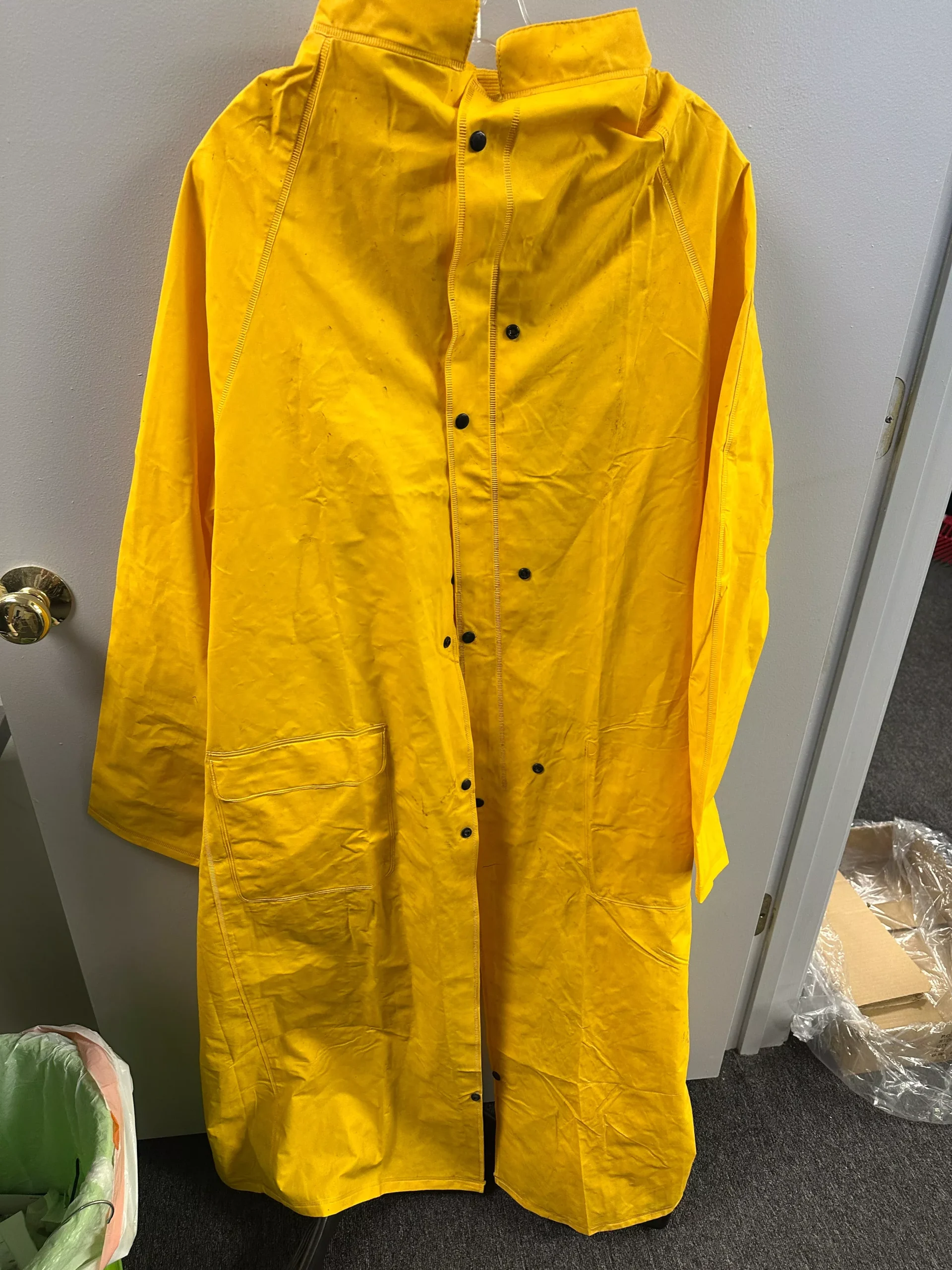 Yellow Riding Raincoat with cutout in back for riding
